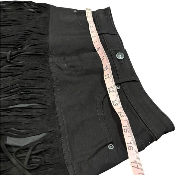 Idyllwind Shake It Black Denim Fringe western mini Skirt size 6 small - Picture 3 of 9